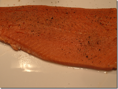 salmon dusted with pepper and salt