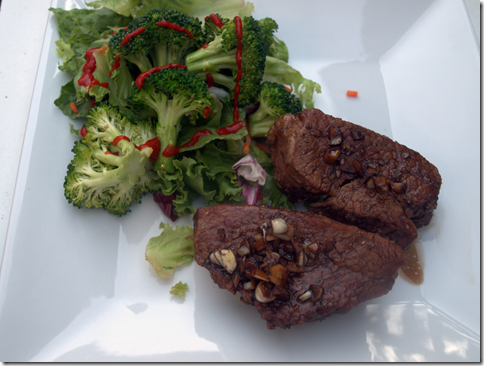 steak and roasted broccoli 