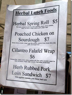 The Herb Lyceum Menu 