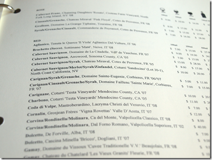 Bin 26 Wine List 