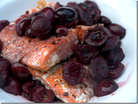 salmon with cherry Zinfandel sauce 