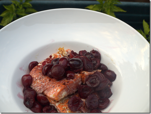 salmon with cherries and Zinfandel 