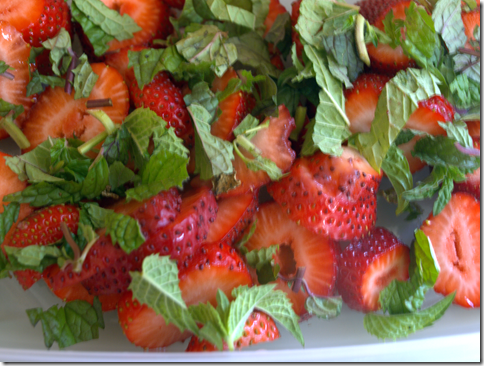strawberries,mint, and Vidal Blanc 