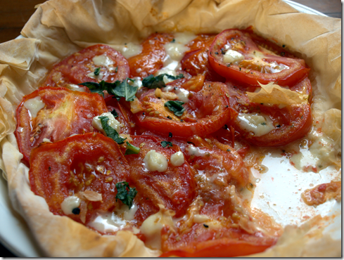 tomato basil blue cheese tart 