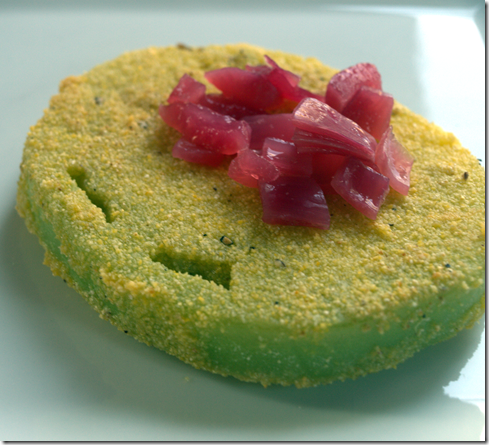 fried green tomatoes with red onion jam