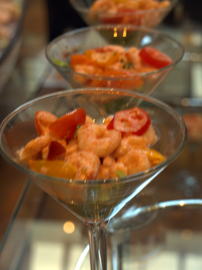 shrimp martinis at the brunch buffet