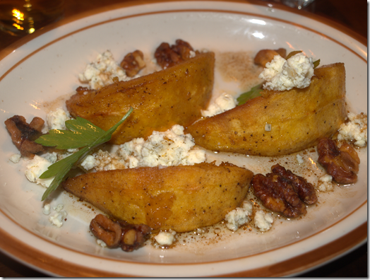 squash with local blue cheese and cayenne spiced walnuts