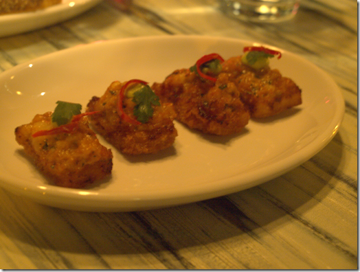 Shrimp toast with avocado, pickled jalapenos and lime