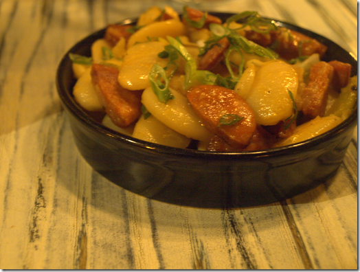 Creamy Gigante Beans with chorizo and green onion