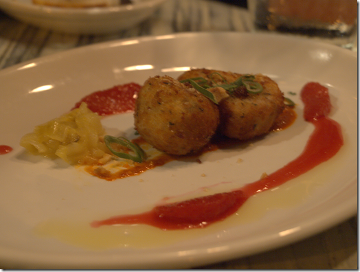 Crispy Sweetbreads with masa harissa, endive, blood orange and hazelnuts 