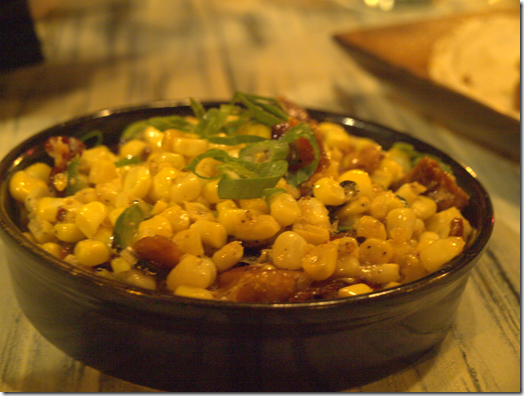 “Creamed” Corn with Bacon, Chiles and Thai Basil 