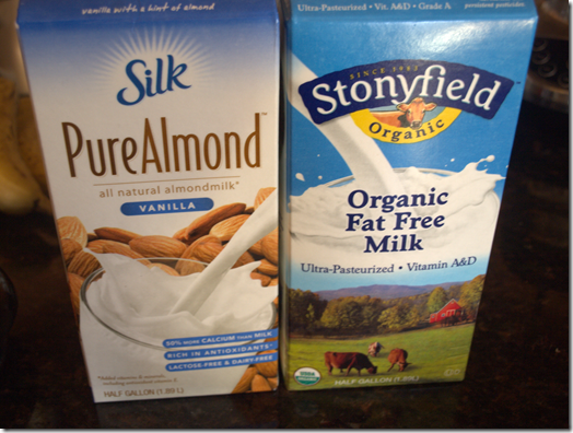 almond milk and skim milk