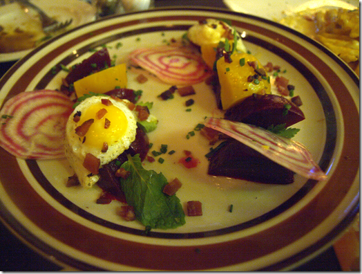 beet and quail egg salad