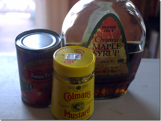 maple syrup, tomato paste, mustard