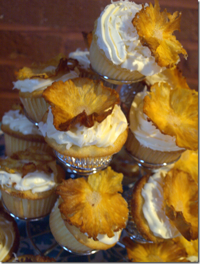 coconut cupcakes with pineapple flower