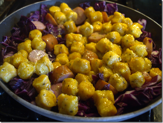 gnocchi with chicken sausage and cabbage