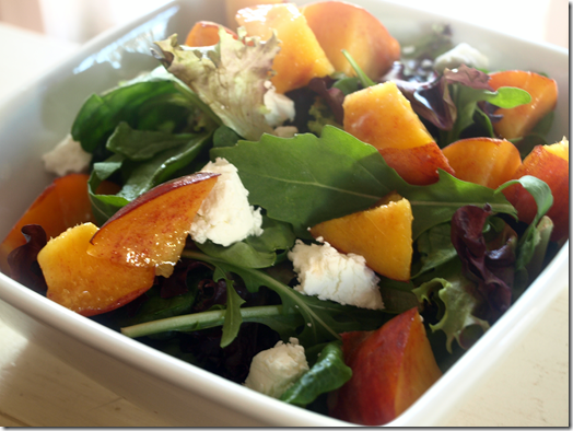 Peach and mesclun greens salad