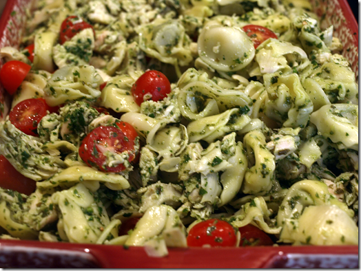 Lemony Arugula Pesto Tortellini Salad