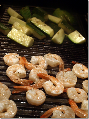 grilling shrimp and zucchini