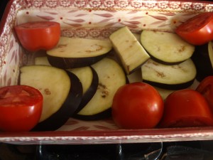 eggplant and tomatoes