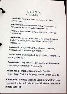 City Landing cocktail menu