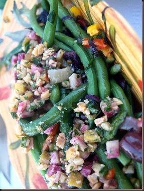 many bean salad with beets and preserved lemons