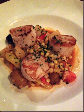 scallops with corn and lobster