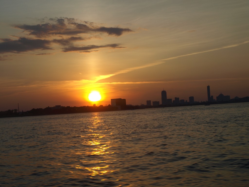 Boston skyline sunset
