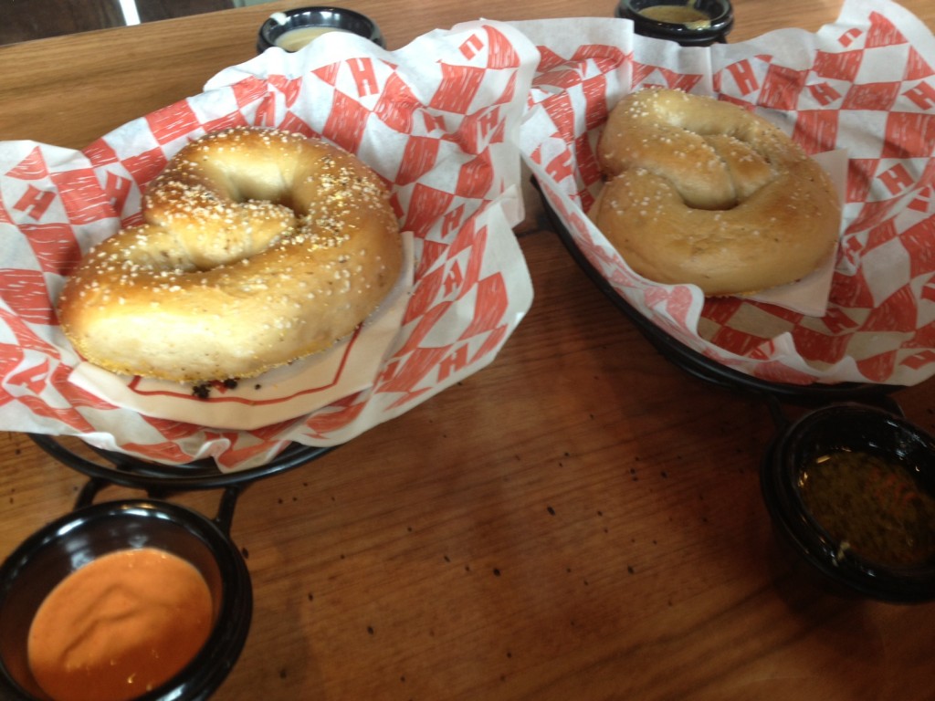 pretzels at Harpoon Beer Hall