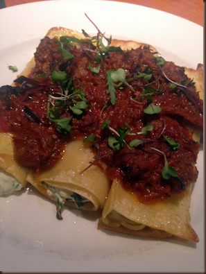 spinach and ricotta manicotti with shortrib ragu