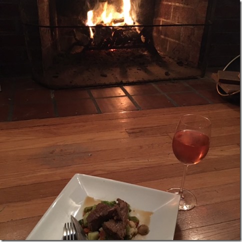 fireplace dinners with wine